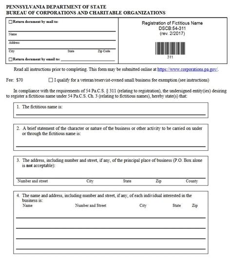 Fictitious Name Registration Instructions .